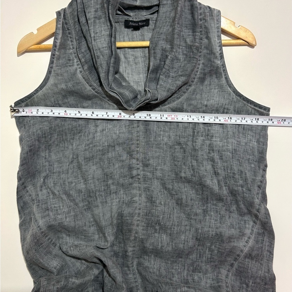 Athena Marie dyed linen dress, modern, asymmetric grey cowl neck - Picture 4 of 9